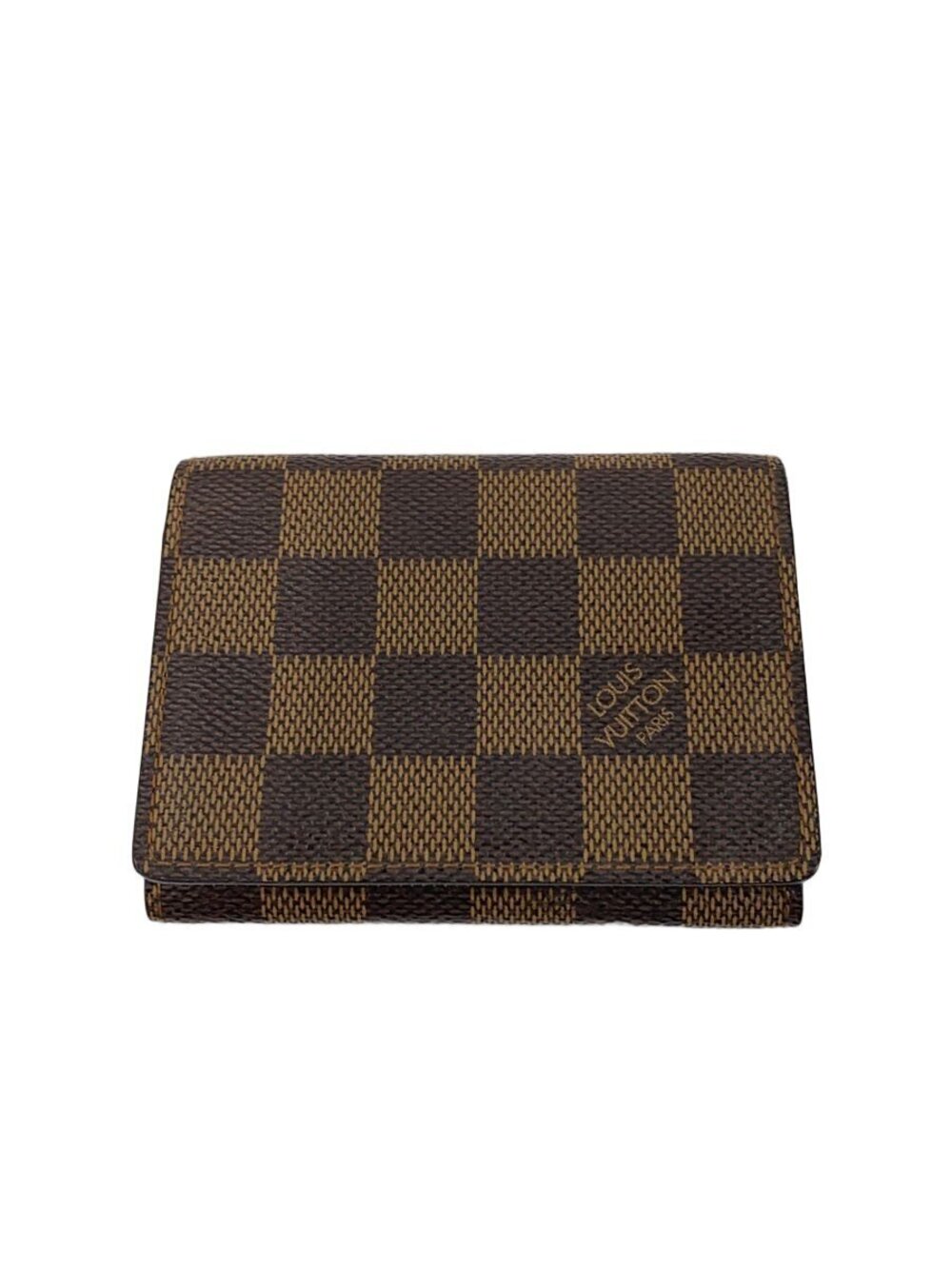 LOUIS VUITTON Envelope Wallet Carte de Visite Damier Ebene Brown Leather Brown